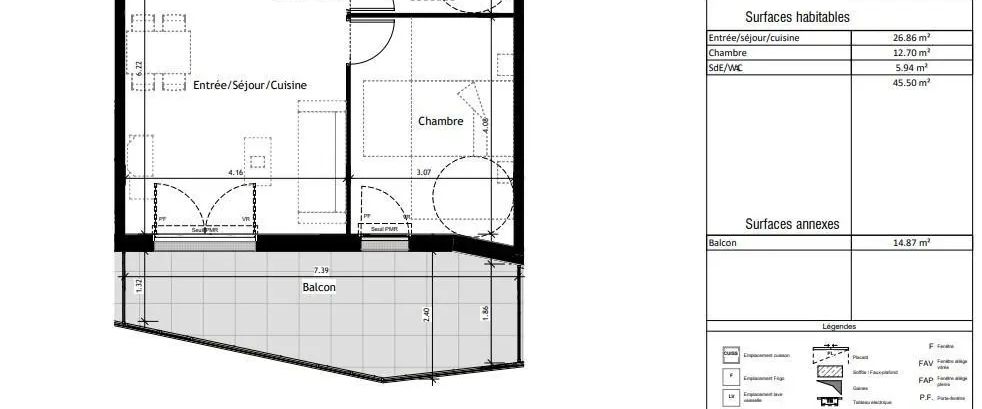 Appartement à louer 2 pièces 45.51m² - Photo 1