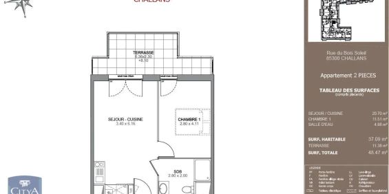 Appartement à louer 2 pièces 37.09m² - Photo 3