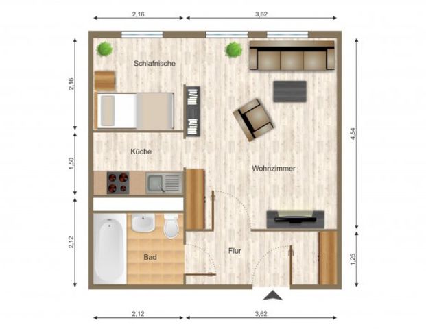 Wohnung, 1 Zimmer (32,42 m²) - Foto 1