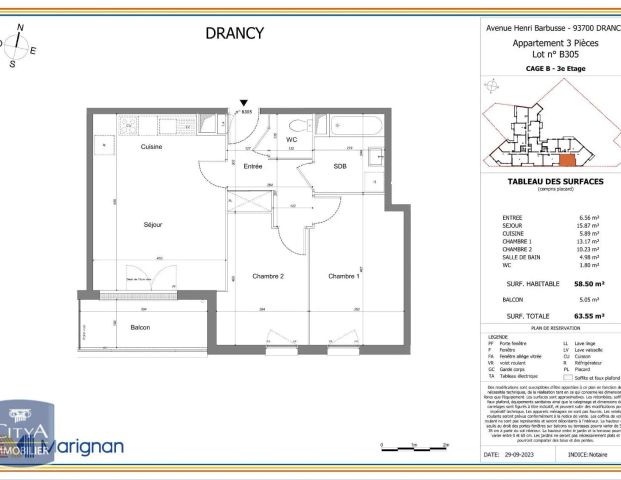 Appartement à louer 3 pièces 58.5m² - Photo 1