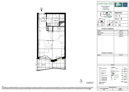 Location appartement 1 pièce 28.98 m2 à Tours - Photo 2