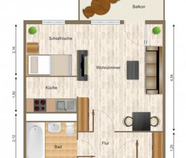 Wohnung, 1 Zimmer (35,12 m²) - Photo 1