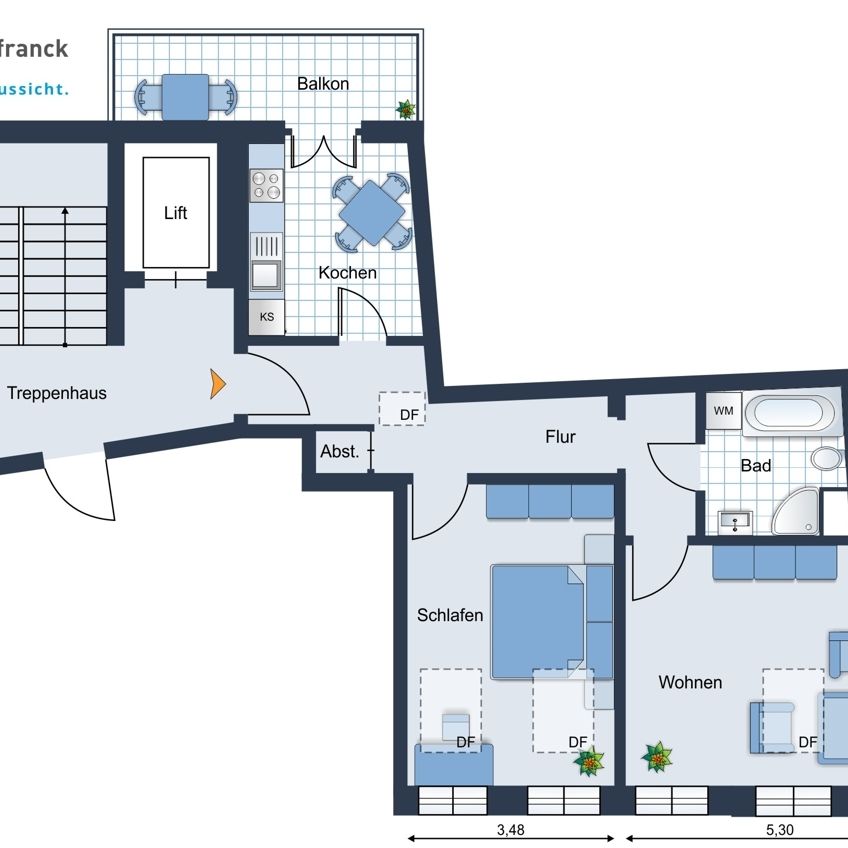 Wohnen mit Weltkulturerbe: 2 Zimmer-Wohnung mit Balkon, Fahrstuhl und Aussicht - Photo 1