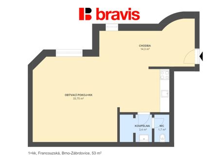 Pronájem bytu 1+kk 53 m2 - Фото 5