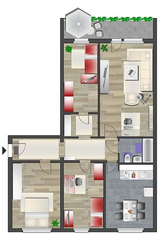 4-Raum-Wohnung mit Balkon nahe Vita-Center - Photo 2