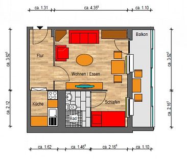 Wohnung, 1 Zimmer (33,95 m²) - Photo 3