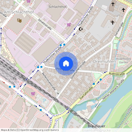 Ehrengutstraße, 80538 München Dreimühlenviertel ca. 2, 5 km south-west of Munich-center