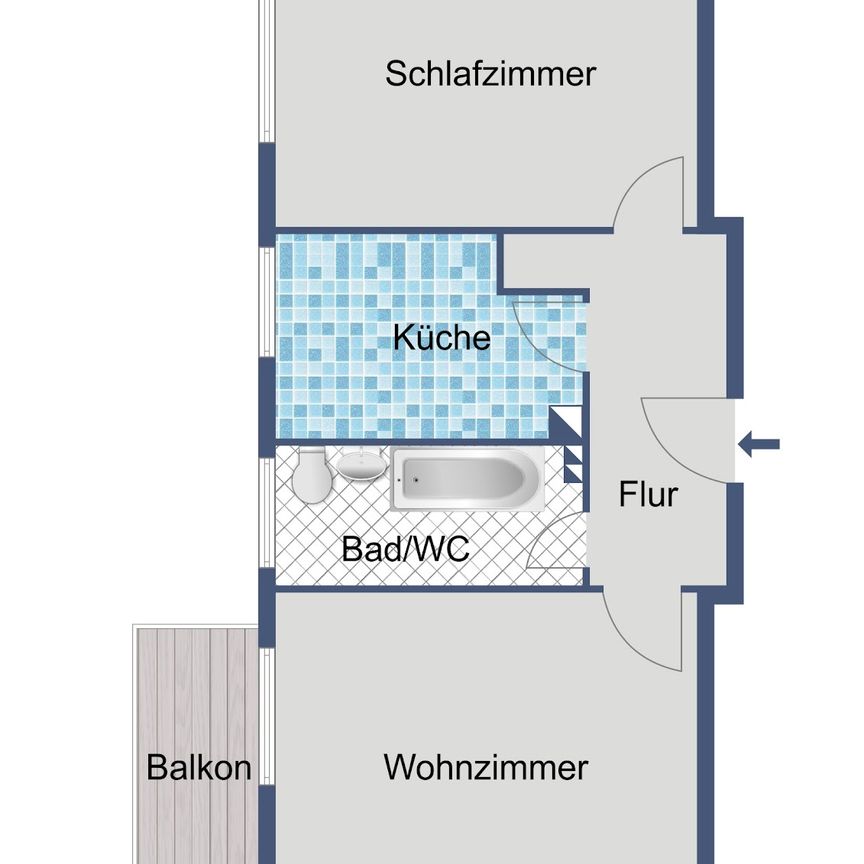 2-Zimmer-Wohnung mit Balkon in Frankfurt-Niederrad - Foto 1