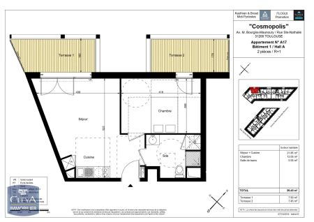 Appartement à louer 2 pièces 39.41m² - Photo 3