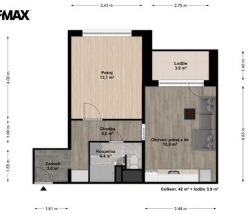 Pronájem bytu 2+kk v osobním vlastnictví 46 m², Tábor - Photo 3