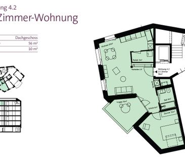 2.5 Zimmer, 56 m², 4. Stock - Photo 3