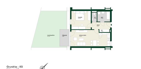 Lichtdurchflutete 2-Zimmer-Erstbezugswohnung im Erdgeschoss mit Terrasse und Privatgarten - Photo 2