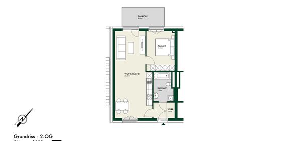 Erstbezug - Helle 2-Zimmer-Wohnung im obersten Geschoss mit Balkon - Foto 2