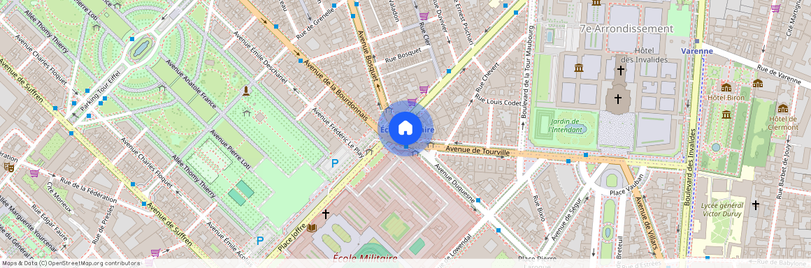 Avenue de Tourville, entre Place de l'Ecole Militaire et Boulevard de la Tour Maubourg 75007 Paris (7e arrondissement)