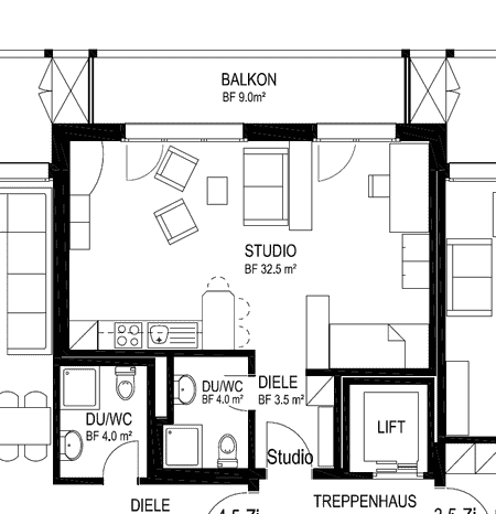 1 Zimmer, 40 m², 1. Stock - Foto 3