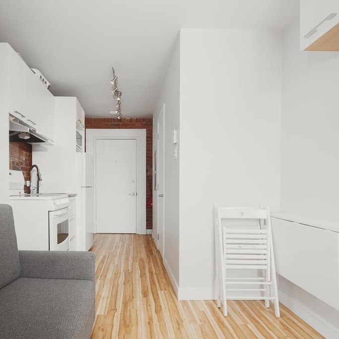 Loft entièrement meublé en plein coeur du quartier St-Jean-Baptiste, dans un immeuble ayant plusieurs inclusions. DISPONIBLE MAINTENANT ou 1ER JUILLET - Photo 1