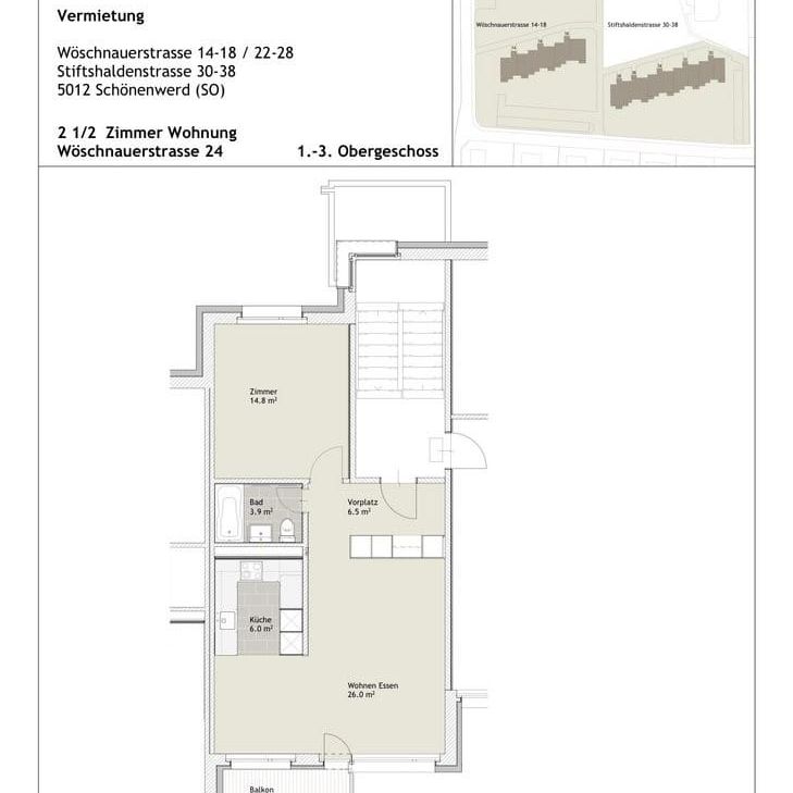 2.5 Zimmer, 57 m², 2. Stock - Photo 1