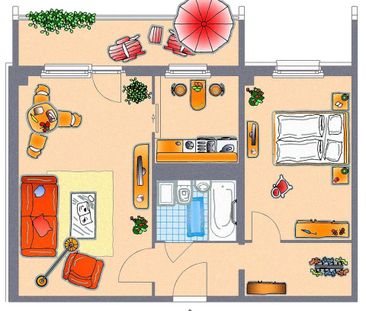 Jetzt kann`s losgehen - Vollmöblierte 2-Raum-Wohnung mit Balkon - Photo 1