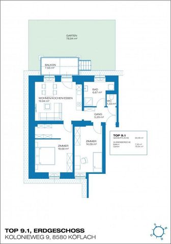 Erstbezug – geförderte Miete – Kolonieweg – 67m² – 3 Zimmer – Garten - Photo 5