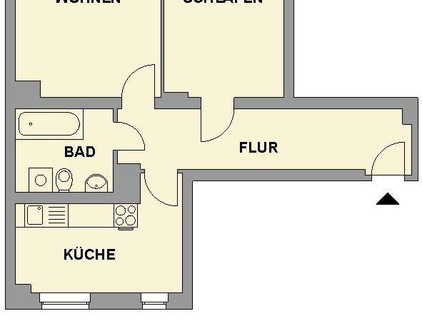 Bezugsfertige 2-Raum-Wohnung mit Wanne - Foto 1