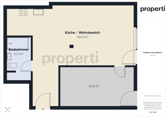 2.5 Zimmer, 65 m², 1. Stock - Photo 1