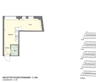 Rummeligt studio et stenkast fra Amagerbro - Foto 6