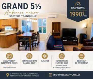 Grand 5 ½ lumineux dans une maison, sur deux étages – Cour, galerie... - Photo 1