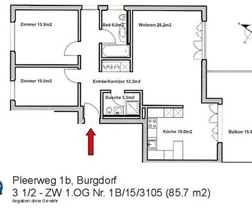 3.5 Zimmer, 85 m², 1. Stock - Foto 5