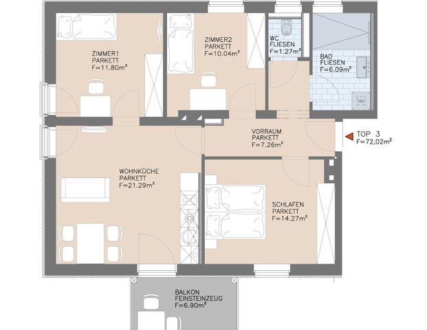 4-Zimmer-Wohnung mit Balkon und moderner Wohnküche - Photo 1