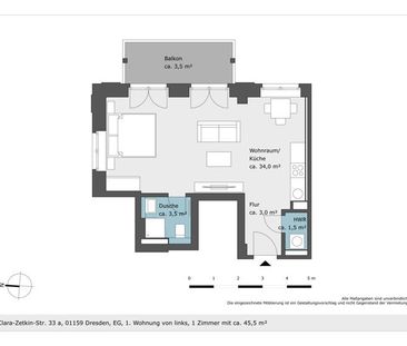 Neubau! Schöne 1-Raumwohnung mit Balkon! - Photo 6