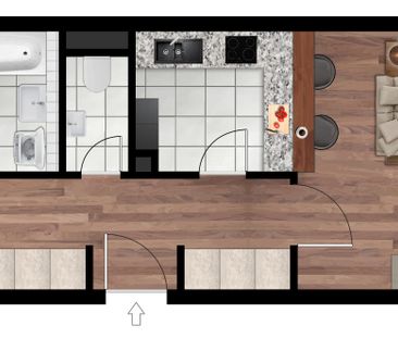 2-Raum-Wohnung, 48,6 m², Lift, Bad mit Wanne, separates WC, Balkon. - Photo 1