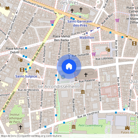 Rue Bonaparte entre Boulevard Saint-Germain et Place Saint-Sulpice 75006 Paris (6e arrondissement)