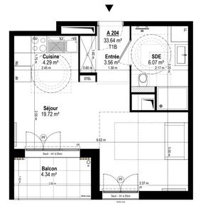 Appartement 1 Pièce 34 m² - Photo 2