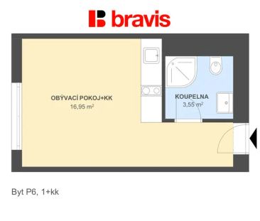 Pronájem bytu 1+kk, Popůvky u Brna, zařízený - Fotografie 2