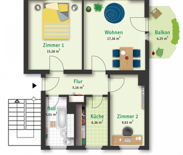 Einziehen und wohlfühlen! 3 Zimmer-Wohnung im 1.OG mit Balkon - Foto 2