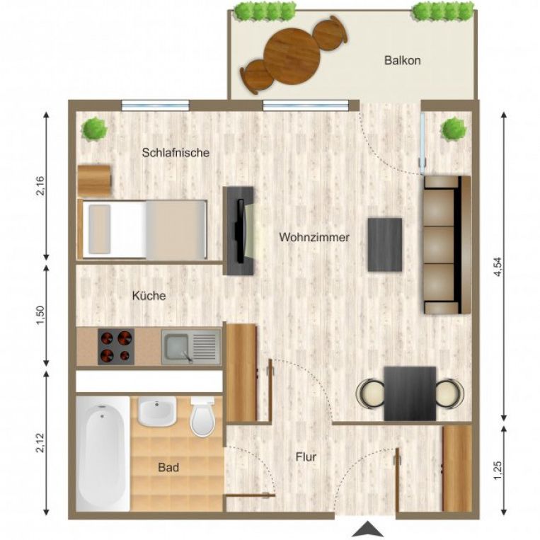 Wohnung, 1 Zimmer (35,12 m²) - Foto 2