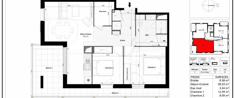 Appartement à louer 3 pièces - Photo 1