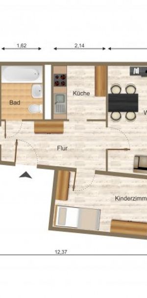 Wohnung, 3 Zimmer (61,64 m²) - Photo 1