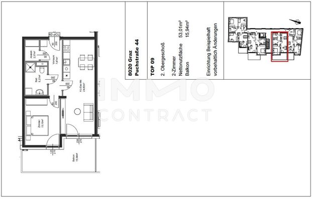 Geförderte, neuwertige 2 Zimmer Wohnung mit großem BALKON in Innenhoflage - Puchstraße 44 - Top 009 - Photo 1