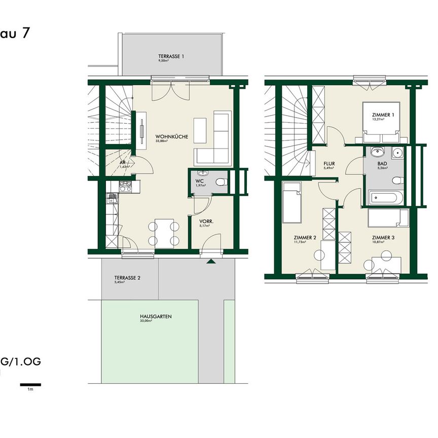 Erstbezug - Lichtdurchflutete 4-Zimmer-Maisonette mit Terrasse und Vorgarten - Foto 1