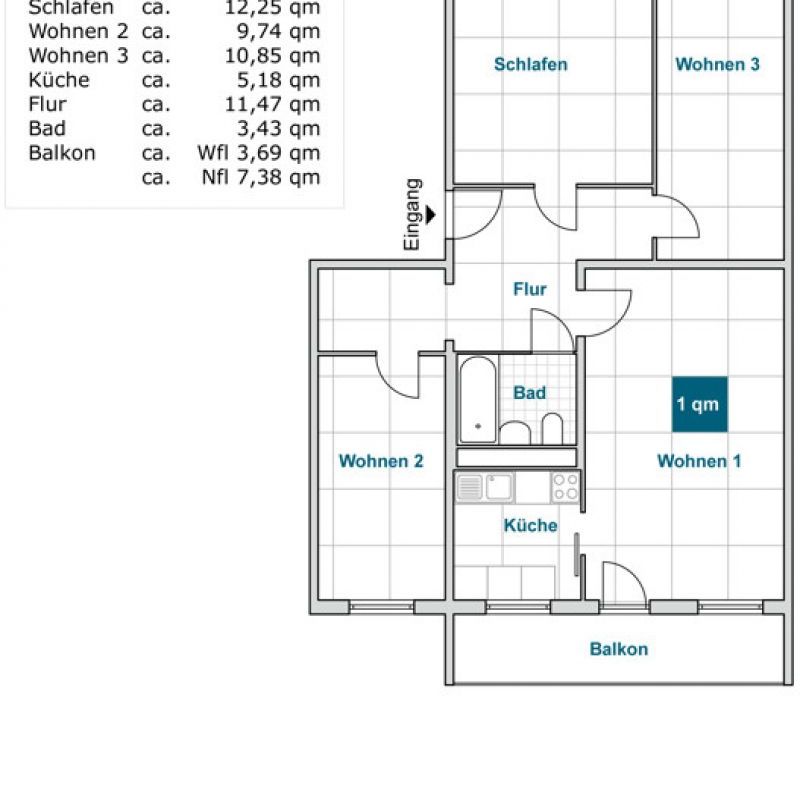 Praktische 4-Zimmer-Wohnung mit Balkon (WBS)! - Foto 1