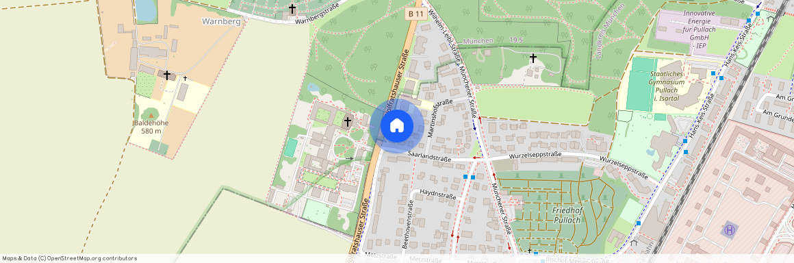 Wolfratshauser Straße, 82049 Pullach im Isartal ca. 11, 1 km south-west of Munich-center