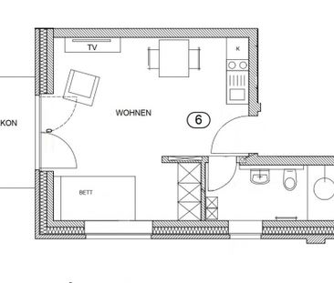 6345 - Modernes Single-Appartement mit EBK und Balkon in Klinikumsn... - Foto 1