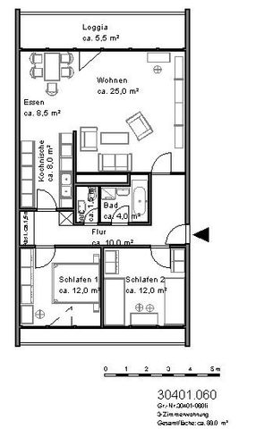 Teil-renovierte 3-Zimmer-Wohnung mit 87,97m² sofort verfügbar - Photo 2