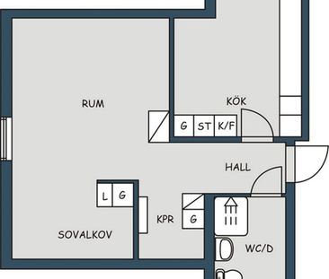 1 Rum och kök, Mossen - Foto 3