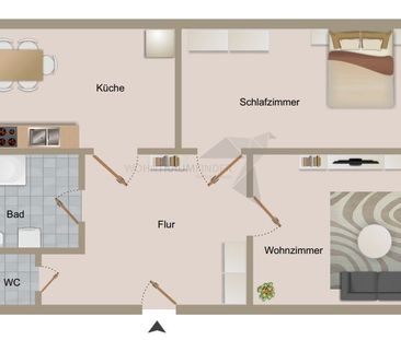 Wohnen im Grünen - moderne 2-Raum-Whg. mit Tageslichtbad und Einbauküche! - Foto 6