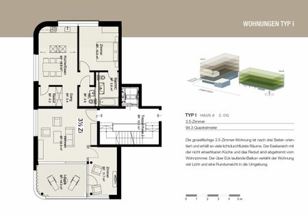 Nähe Gartenstadt, Münchenstein - moderne 3 1/2-Zimmerwohnung im 2.OG - Foto 3