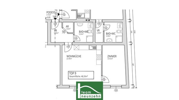 Tolle Lage in der Fußgängerzone von Hollabrunn – Freundliche 2 Zimmer Wohnung – Offene Wohnküche, Abstellraum, uvm. - Photo 1