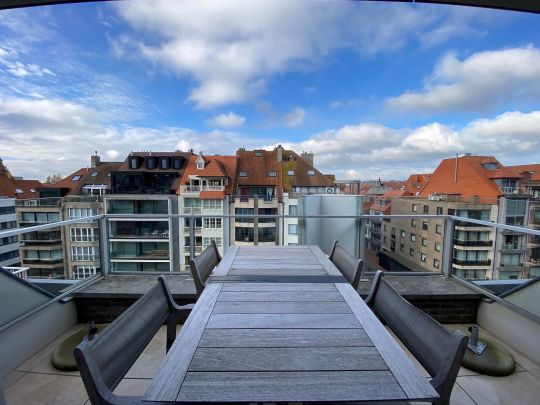 GEMEUBELD - Duplex appartement met 3 volwaardige slaapkamers en twee ruime zongerichte terrassen met open zichten, gelegen aan de zonnekant van de Lippenslaan. - Foto 1