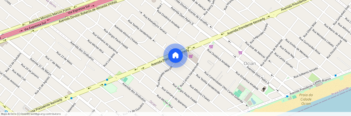 Rua Teófila Vanderlinde, Cidade Ocian, Praia Grande